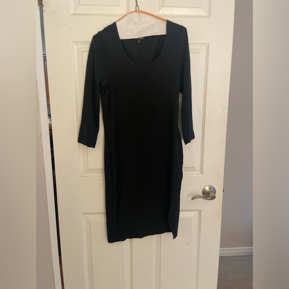 Black three-quarter link sleeve stretchy dress - Picture 1 of 1
